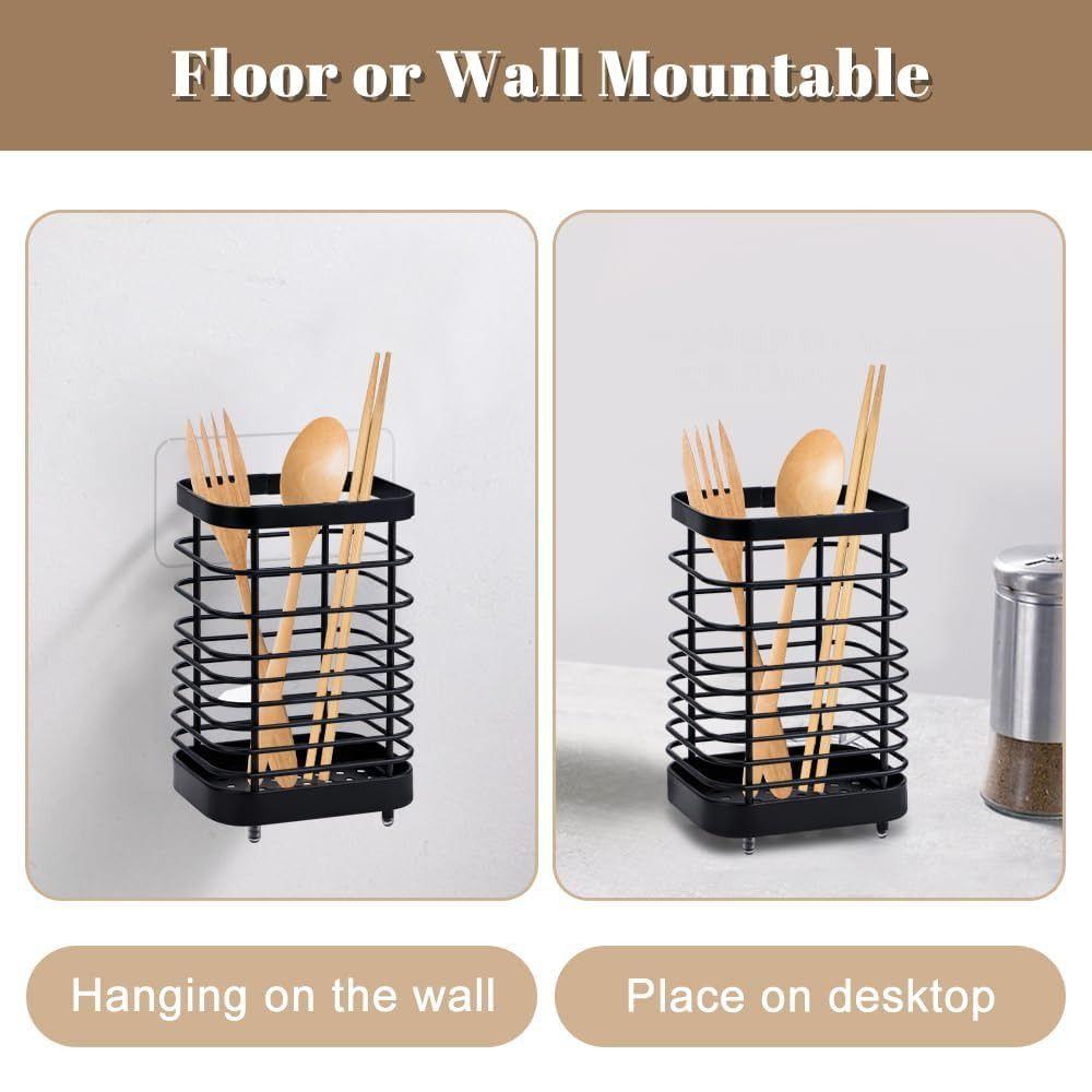 Rostfri köksbestickhållare Rostfritt stål Bordsställ Skedbehållare Gafflar