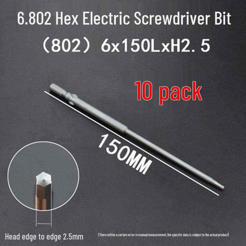 Extended Hexagonal S2 Steel Electric Screwdriver Bit with 5mm/6mm Shank
