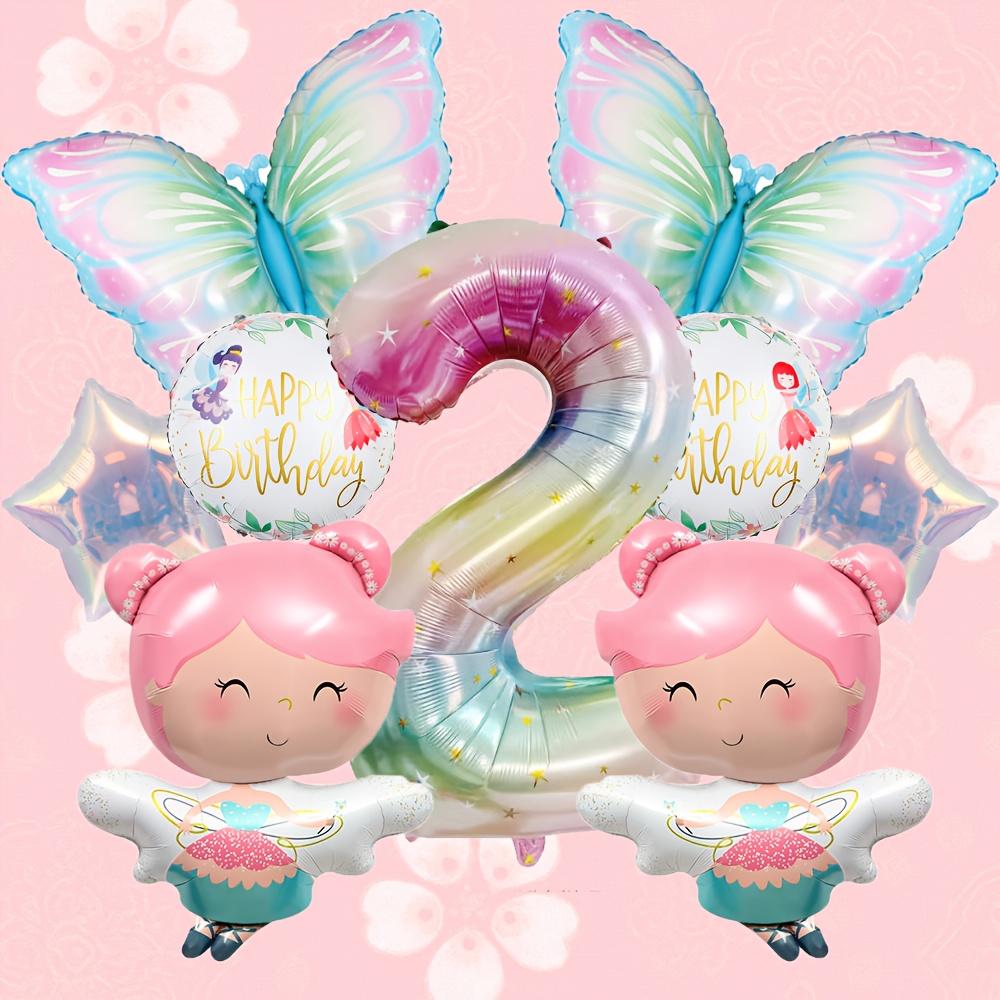 

Cute Butterfly Fairy Theme Girl Princess Birthday Fool Balloons Pink Wing Fairy Five Star Balloons Kid 4th Birthday Party Decor 40inch