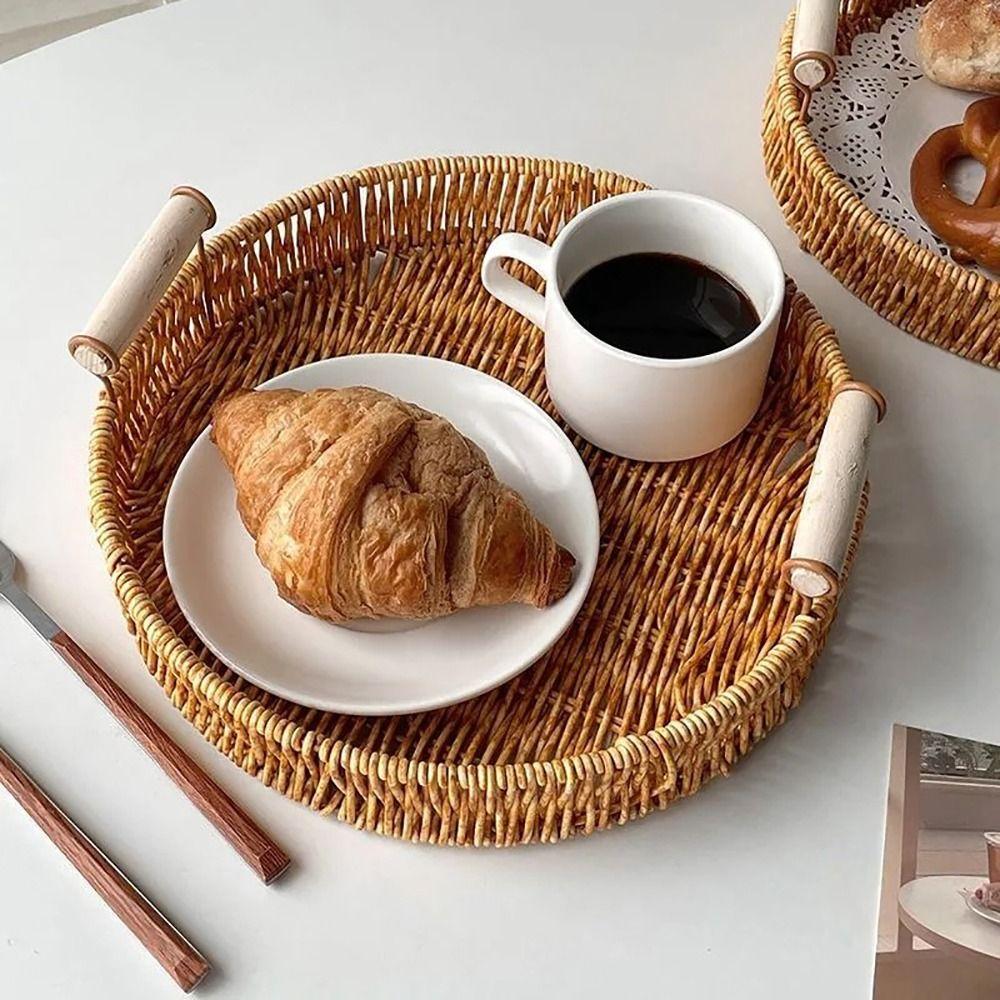 1ks Snídaně Chléb Zásobník na potraviny Zásobník ovoce Zelenina Dort Proutěný plastový ratanový košíček na nitě