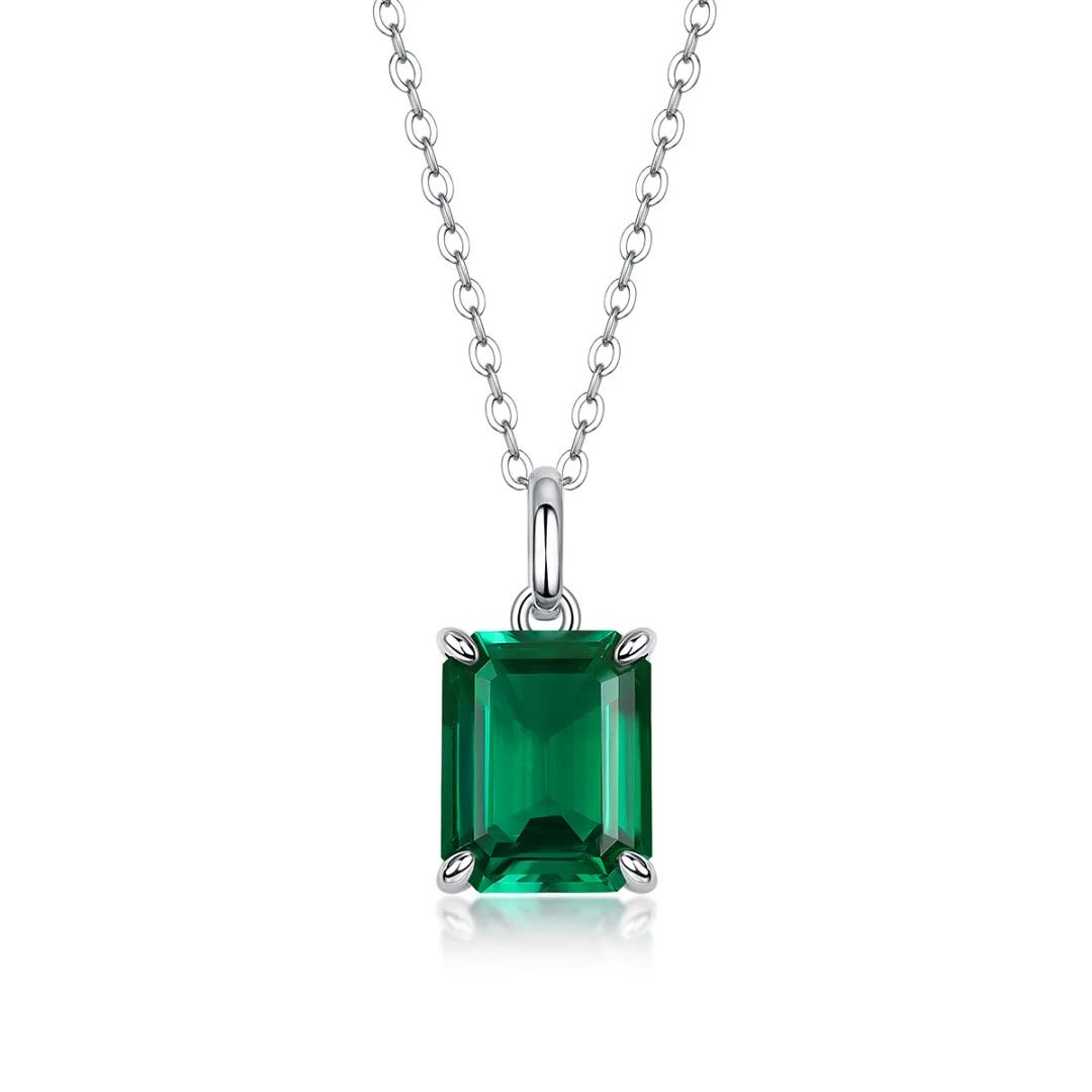S925 Sterling Silver Cuban Necklace with 3ct Moissanite Diamond Pendant Fashionable Gift for Women Classic Necklace P13303-P серебряный