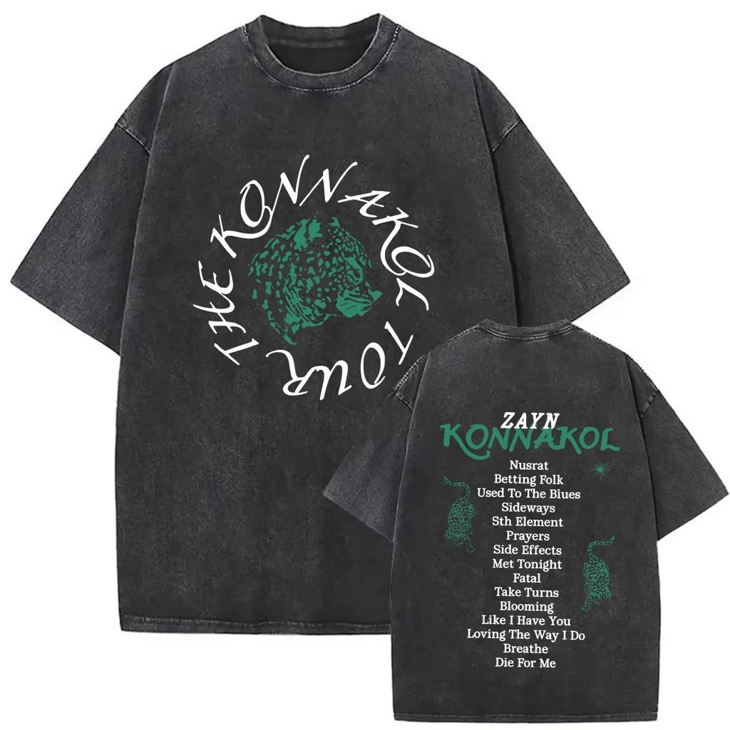 2026 Vintage Lavato Singer Zayn Malik KONNAKOL Musica Magliette Uomo Donna Abbigliamento Fan Casual Comfort Girocollo Manica Corta Abbigliamento Casual
