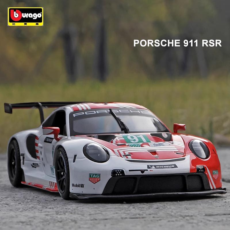 

Bburago 1:24 Porsche 911 RSR Alloy Car Diecasts & Toy Vehicles Car Model Miniature Scale Model Car For Children красный