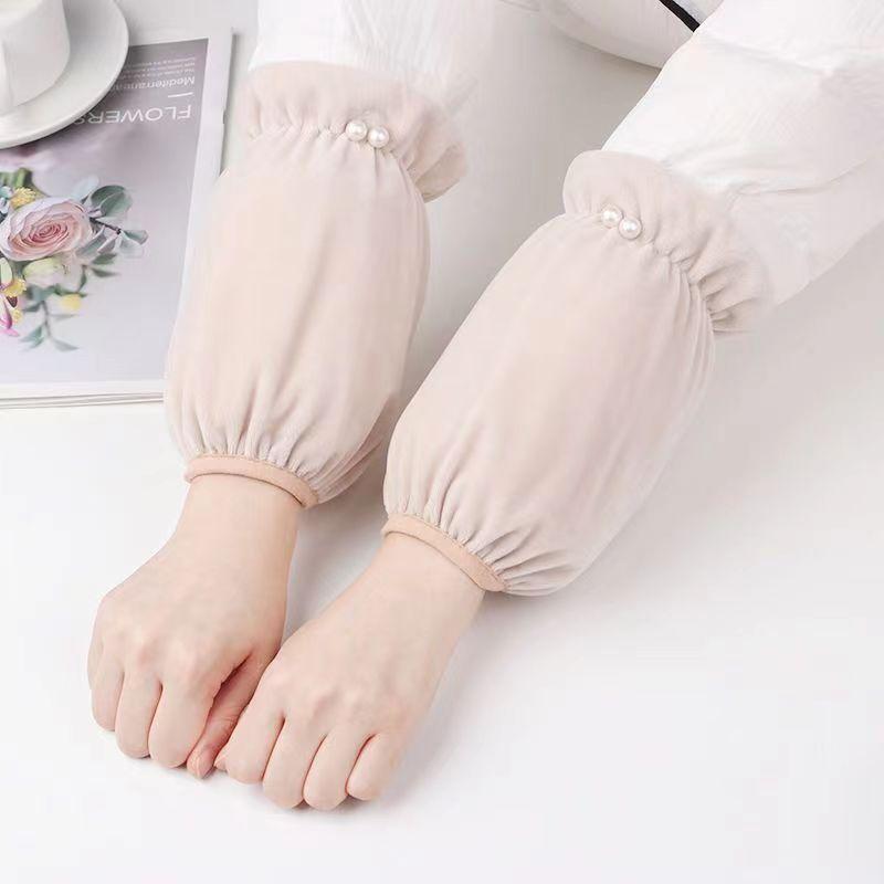 

Pearl Sleeve Covers for Autumn and Winter, Anti-stain Sleeves, Household Cleaning Sleeves, Office Dirt-resistant Down Jacket Sleeves хакі