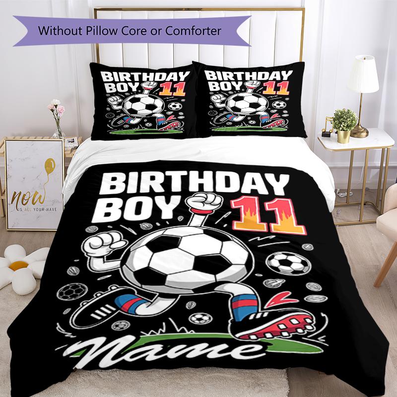 3pcs Custom Name Soccer Bedding Set Duvet Cover Closure Includes 1 Duvet Cover & 2 Pillowcases, Soft and Comfortable for All Seasons.