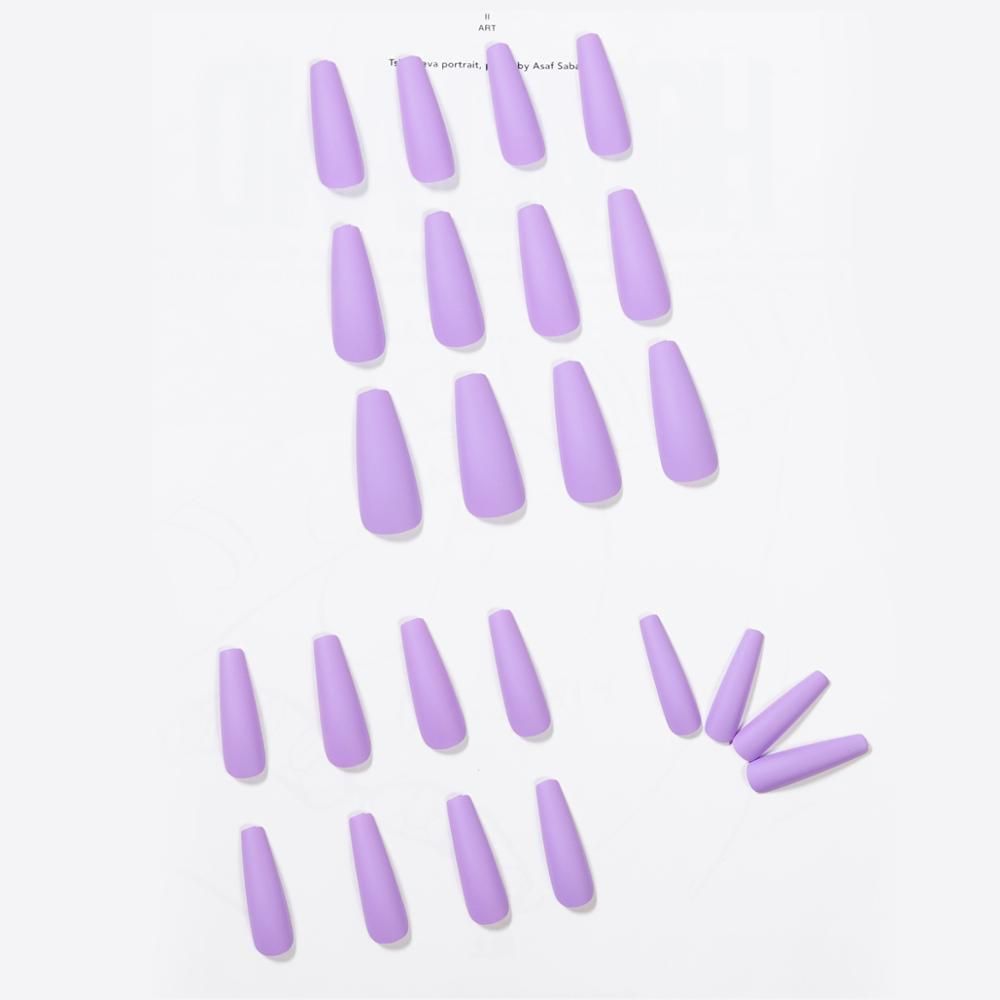24Pcs/Set Matte Manicure Full Cover Nail Tips Ballerina Nail Coffin Fake Nail False Nails