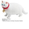 White Fat Cat Figurine Lifelike Red Bell Collar Kitten Collectible Model Miniature Animal Educational Toy Decoration Cats Lover Gift