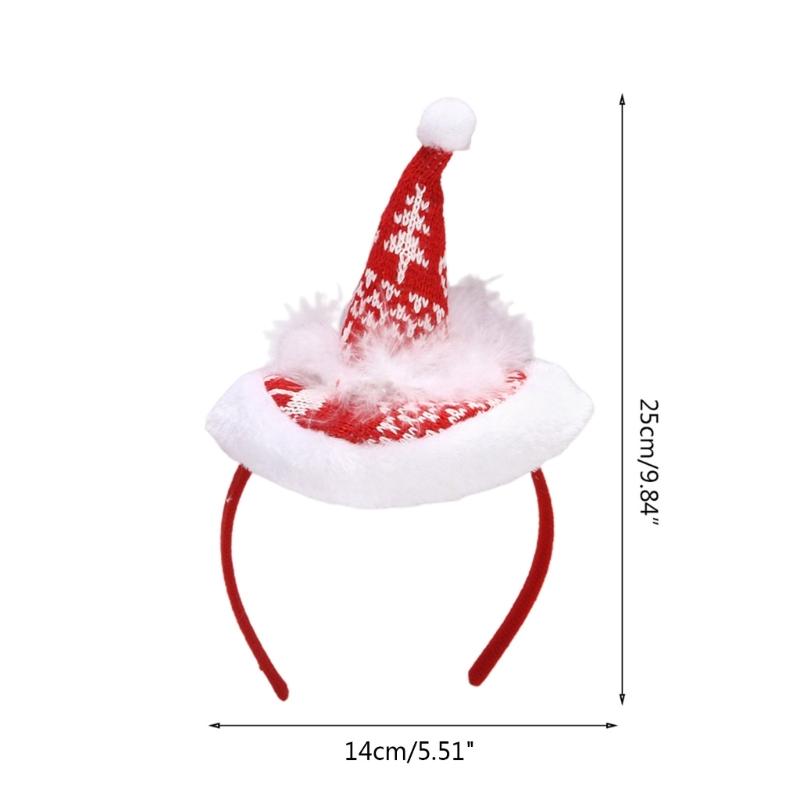 Feather Xmas Hat Headbands Christmas Hat Hair Band for Creative Santa Hat Hair Hoop Novelty Photo Props Party Supplies