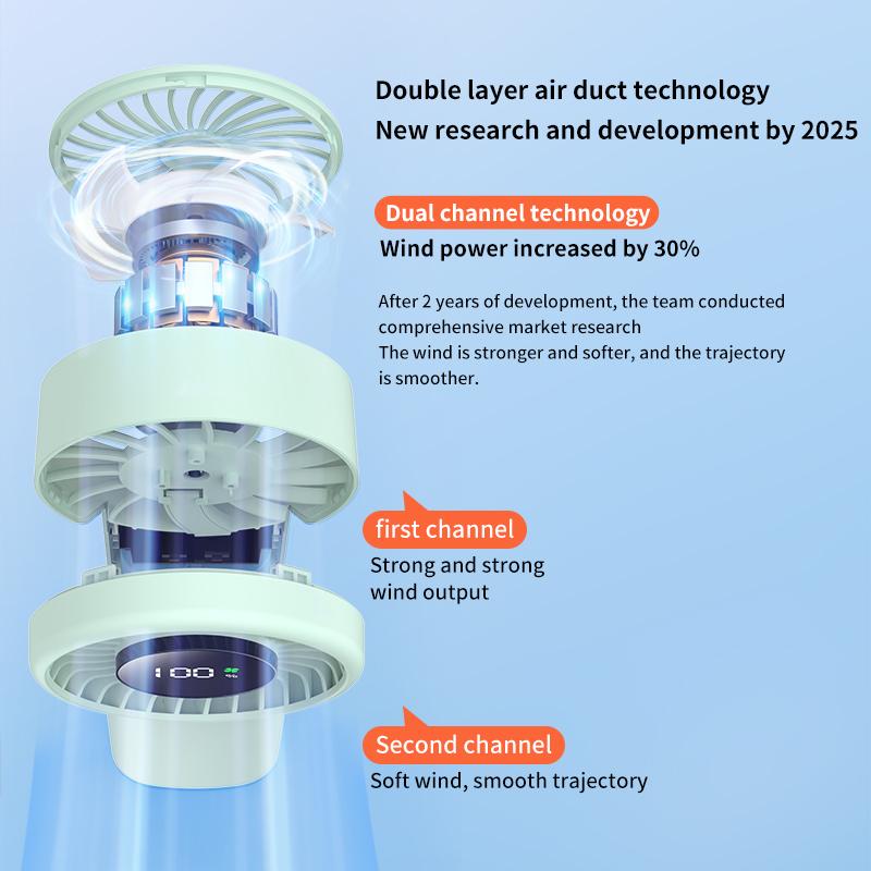 Portable Handheld Mini Fan USB Rechargeable Silent Turbo Cooling Fan for Worship Travel Adjustable Speed School Desk Fan