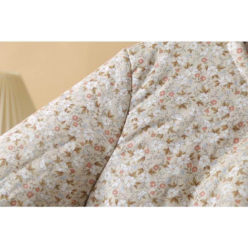 Grote Maat Dames Vintage Bloemen Warm Katoen Gevoerd Casual Winter Bovenkleding
