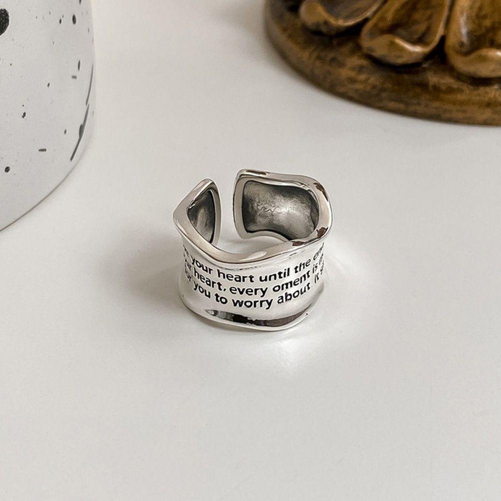 Niche Design Letters Carving Fashion Jewelry Vintage Ring Korean Style Ring Women Opening Ring