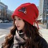 Cute Cartoon Bear Hat for Women Autumn and Winter Baotou Knitted Hat Versatile Pile Hat Showing Face Small Curled Edge Cold Hat