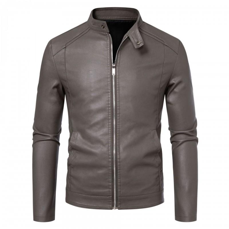Mens Faux Leather Jacket Winter Warm Slim Fit Plus Size Casual Biker Coat