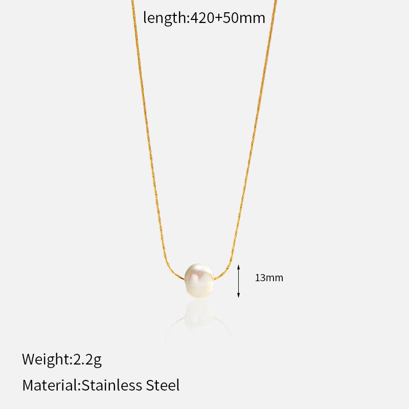Minimalist freshwater pearl titanium steel necklace women's fashion light luxury collarbone chain 1011 new stainless steel necklace