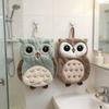 A Pair of Owl-Patterned Hand Towels for The Bathroom, Designed To Be Hung, Free from Lint, Resistant To Odors, And Exceptionally Soft