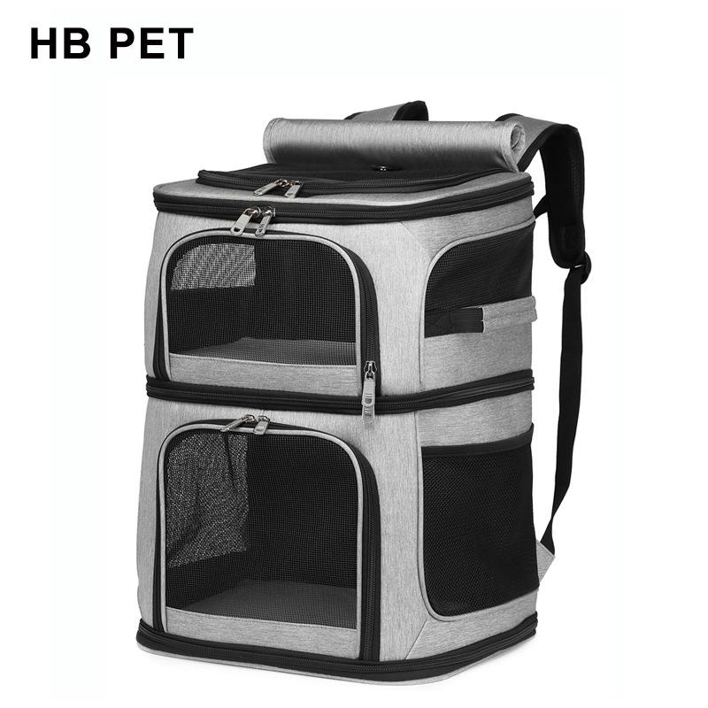 Hanbang Double-Layer Large Space Pet Backpack for Cats - Ideal for Outings