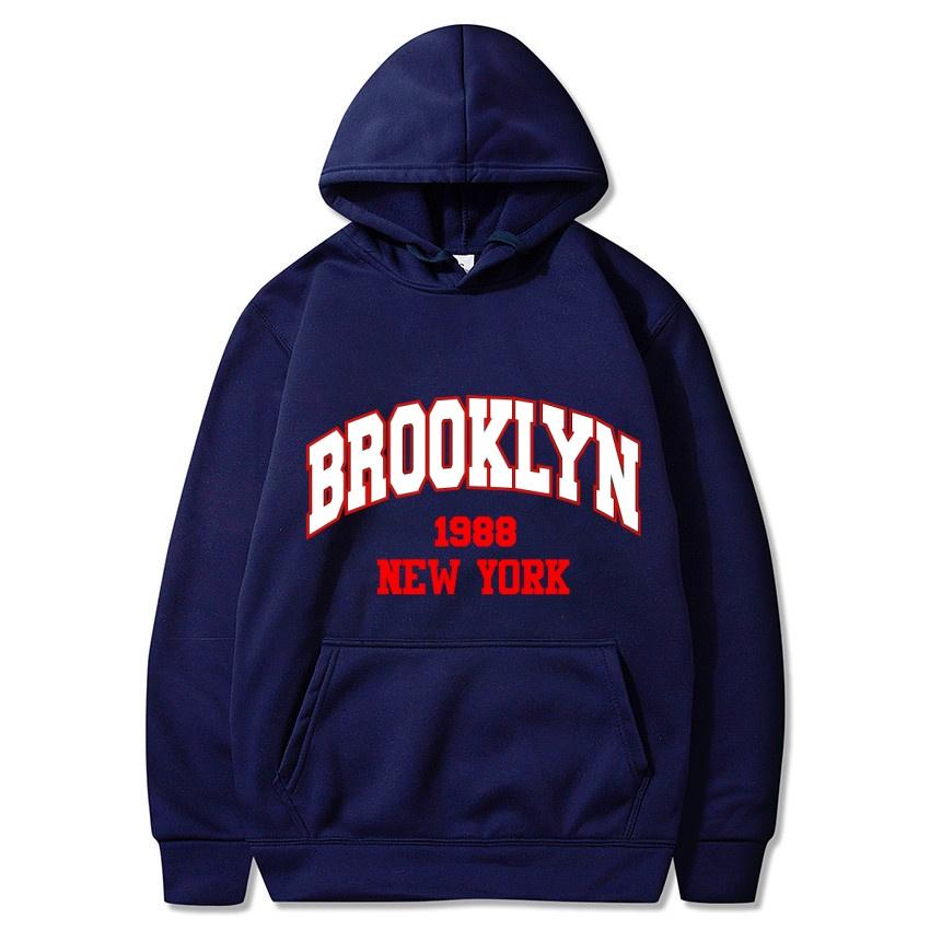 Autumn Winter Brooklyn1988 New York Printed Solid Color Hoodie Classic Coat Daily Casual Hoodie Street Sweatshirt Gift