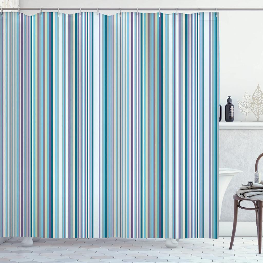 Colored Geometric Ombre Shower Curtains For Bathroom, Gradient Color Design Art Waterproof Fabric Bath Curtains,Teal/Blue/Orange