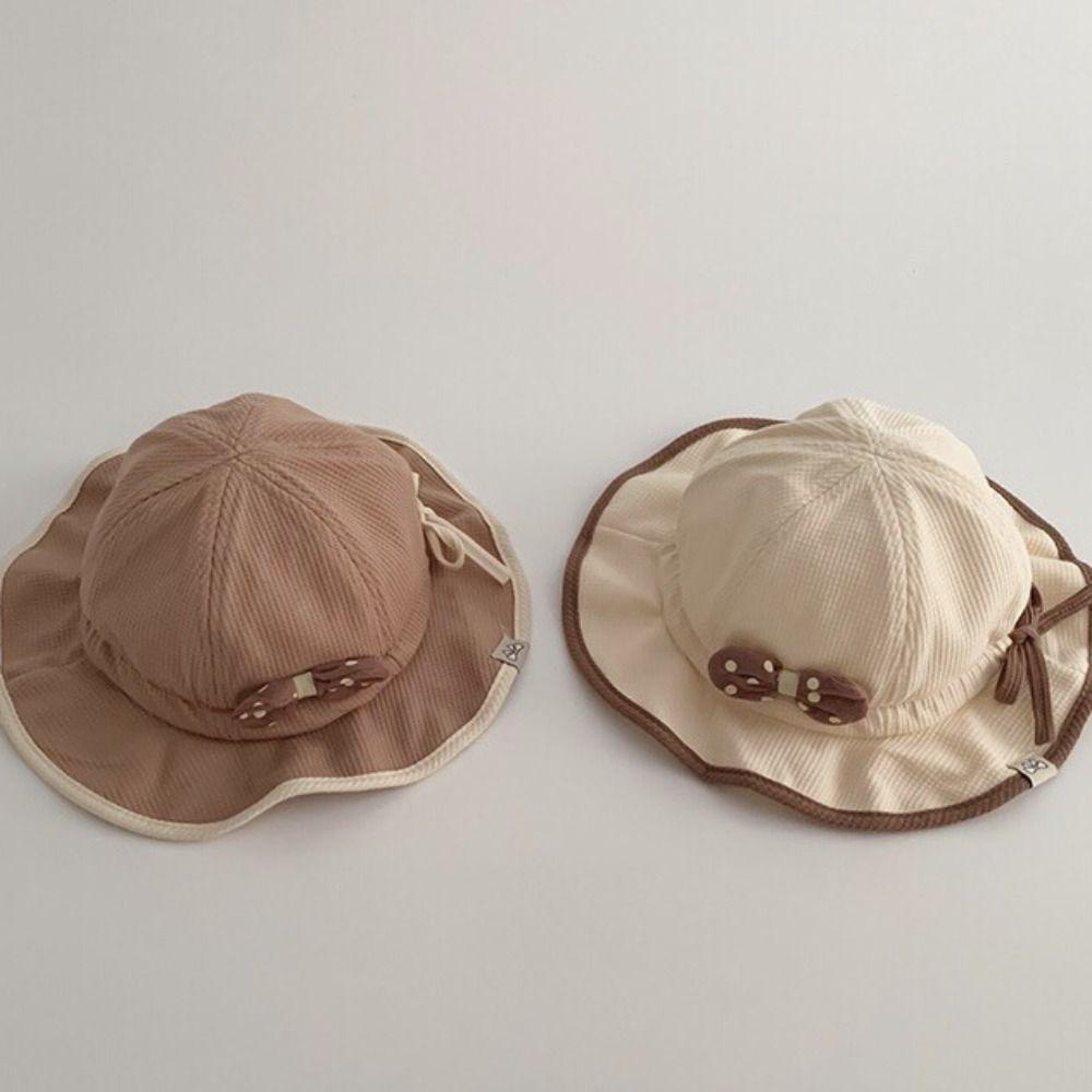 Ruffle Bows Fisherman Hat Breathable Baby Sun Visor Hat Fashion Baby Bucket Hat  Outdoor
