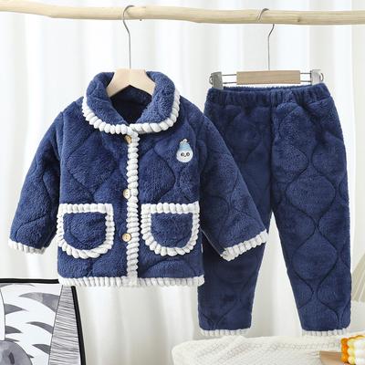 Kinderpyjama-Set Verdickt Winter Große Kinder Flanell Jungen und Mädchen Dreilagig Verdickt Warm Hausanzug Kinderkleidung