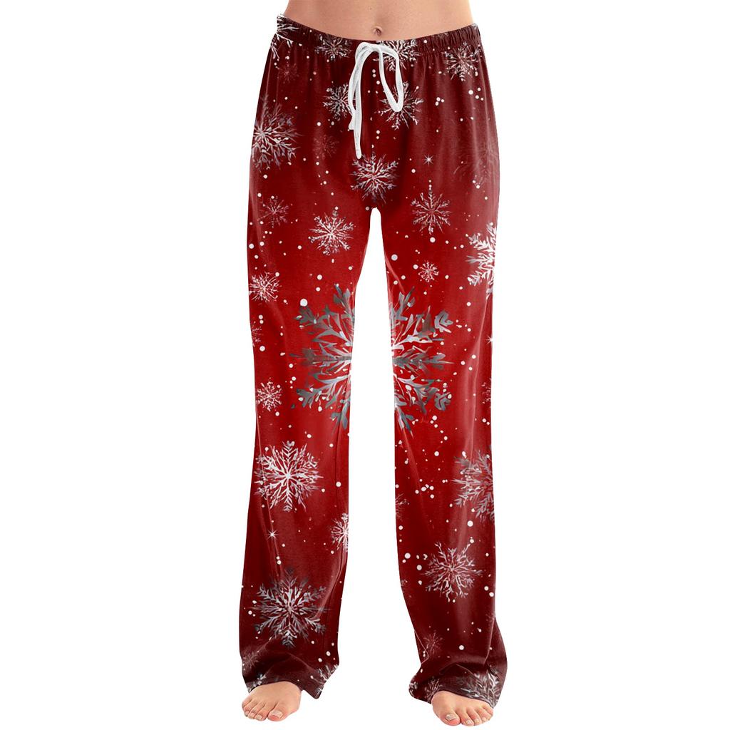 Women's Casual Christmas Printed Pajama Pants Loose Fit Sleepwear for Home