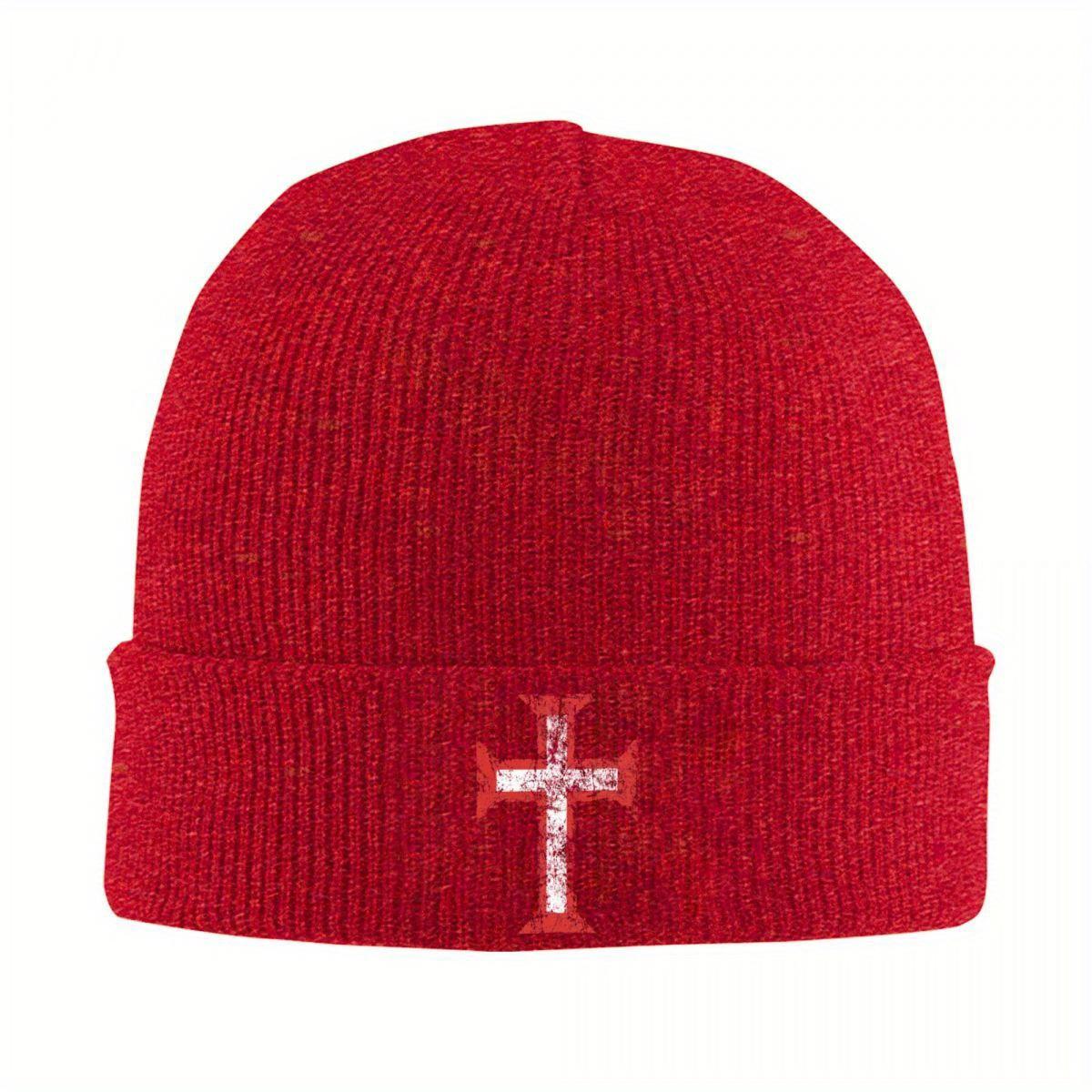 New Order Of Christ Cross Templar Christian Portugal Eroded Knight Templar Knitted Hat Beanies Winter Hat Warm Cap Unisex Wome