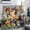 1Pc Horse Print Flannel Blanket, High Quality Comfortable for All Seasons, Home Decor, Warmth and Comfort, Perfect for Christmas Gifts