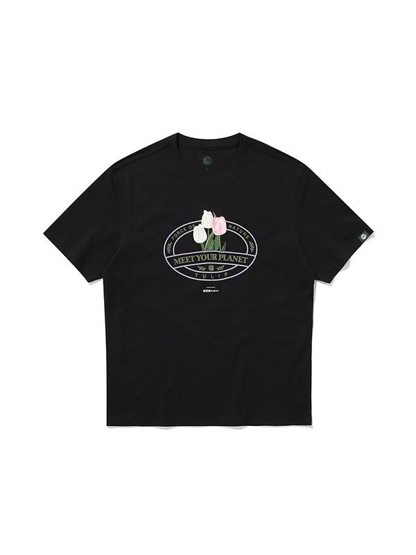 BBC EARTH Embroidery Point Short Sleeve T-Shirt_Black