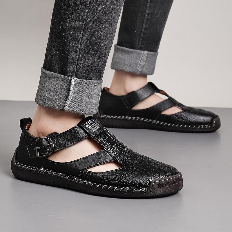 Fashion Mens Sandals Leather Summer Beach Casual Sandals Male Non-Slip Soft Comfortable Outdoor Shoes High Quality Man Sandals