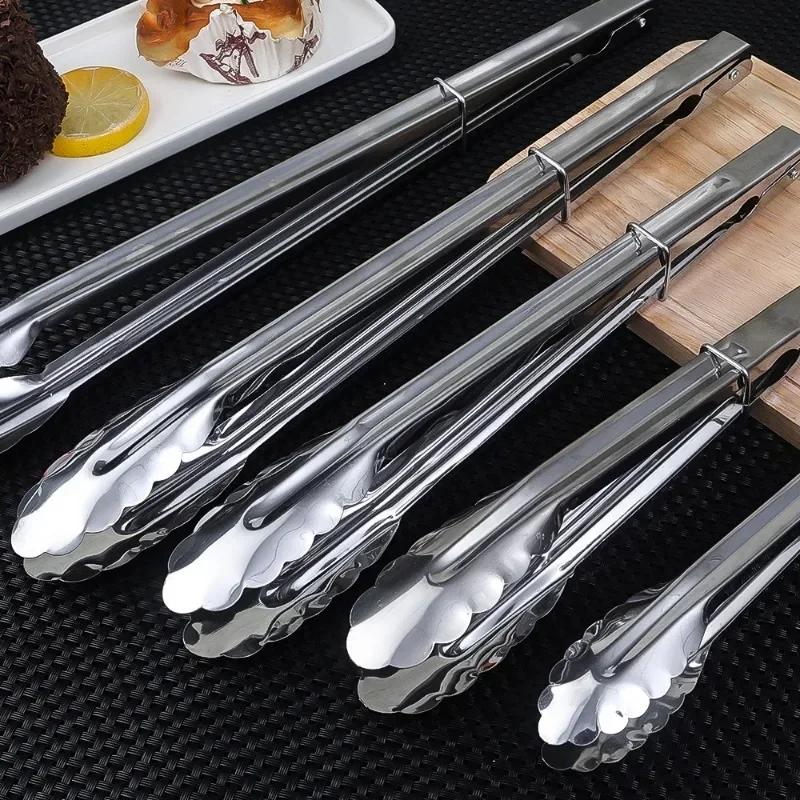 5/1Pcs Non-Slip Stainless Steel Food Tongs Salad Bread Clamps Cooking Tools Barbecue Meat Tongs Serving Clips Kitchen Gadgets