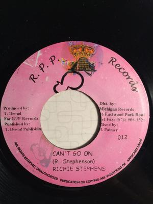7inch Record RICHIE STEPHENS  Cant Go On NONE R.P.P. Records Jamaica Reggae Ska  Dub Used