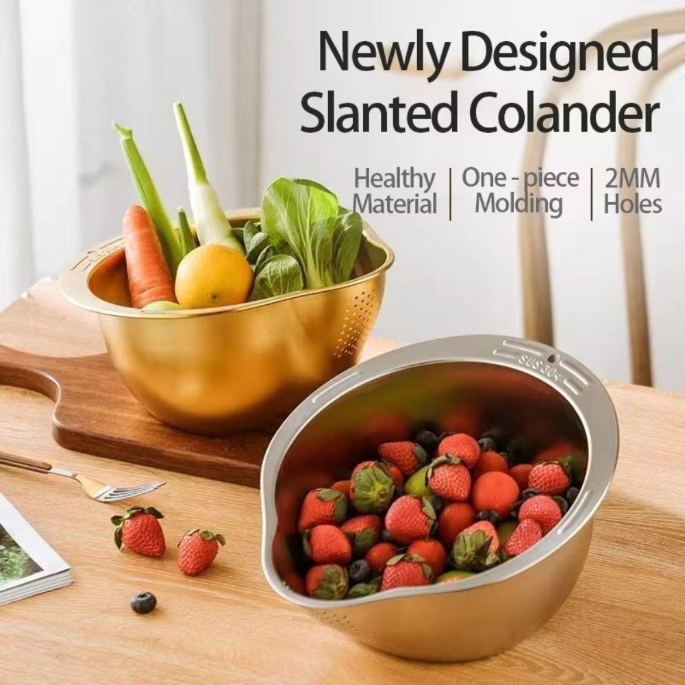 Stainless Steel Rice Washing Basket Large Size Kitchen Strainer Draining Basket  Rice Rinsing