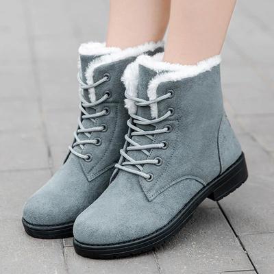 Schneestiefel Damen Flache Stiefel für Damen Plateau Damenschuhe Plüsch Warm halten Stiefel Damen Pelz Winterschuhe Damen Botas Mujer