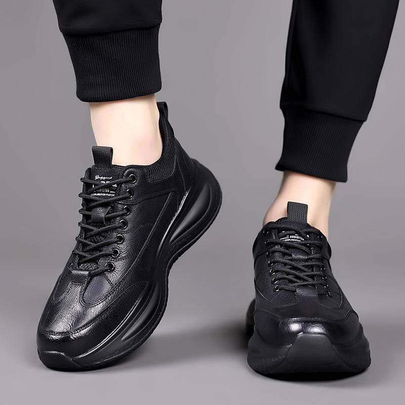 Herren Freizeitschuhe Schwarze Lederschuhe Wasserdicht Rutschfest Koch Küchenschuhe Dicke Sohle Sneaker Herrenschuhe Rutschfeste Arbeitsschuhe