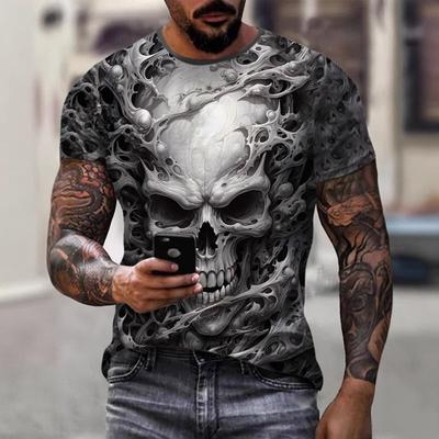 Skelet Serie Heren T-shirt 3D Geprint Mode Trend Print Korte Mouw Casual Ronde Hals Top