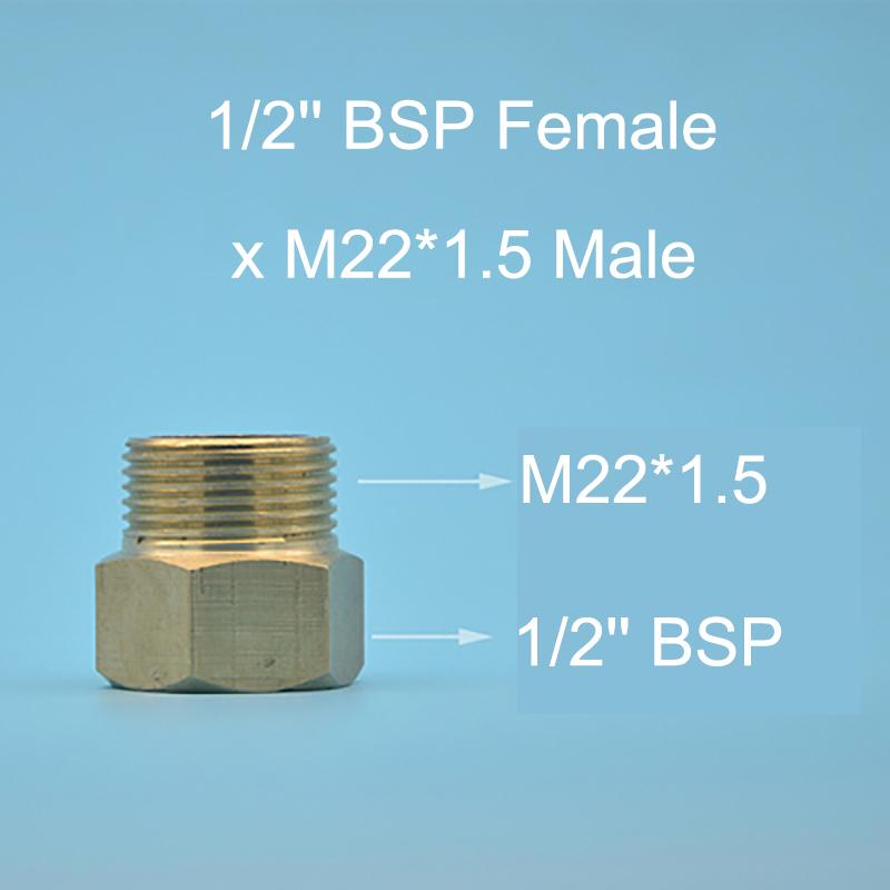 NuoNuoWell M22*1.5 X 1/2 BSP Thread Brass Reducer Connector Washing Machine Water Gun Brass Adapter Garden Irrigation