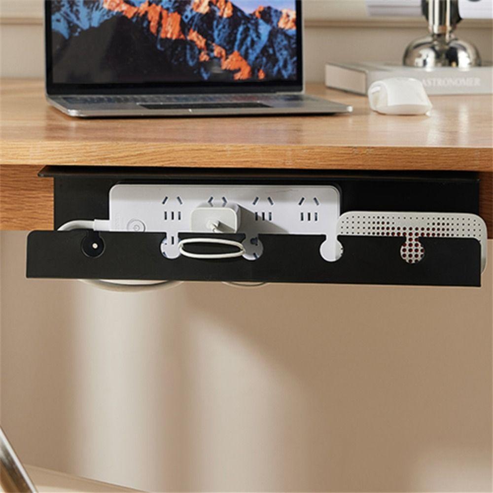 No Drilling Required Under Desk Cable Organizer Wear-resistant Socket Strip Holder  Conference Room