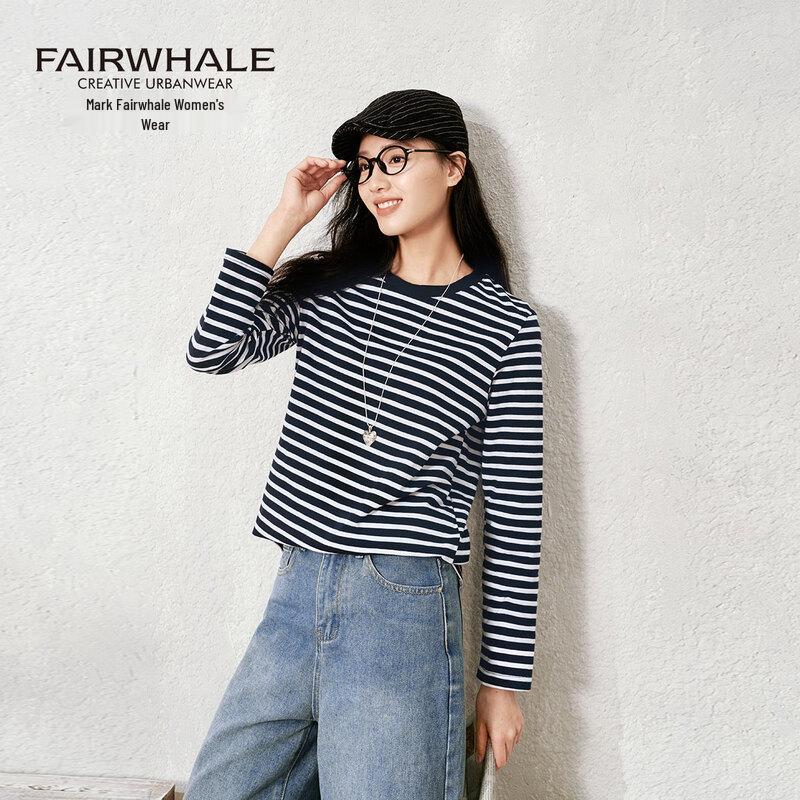 Mark Fairwhale Women's Striped 100% Cotton Long-Sleeve T-Shirt