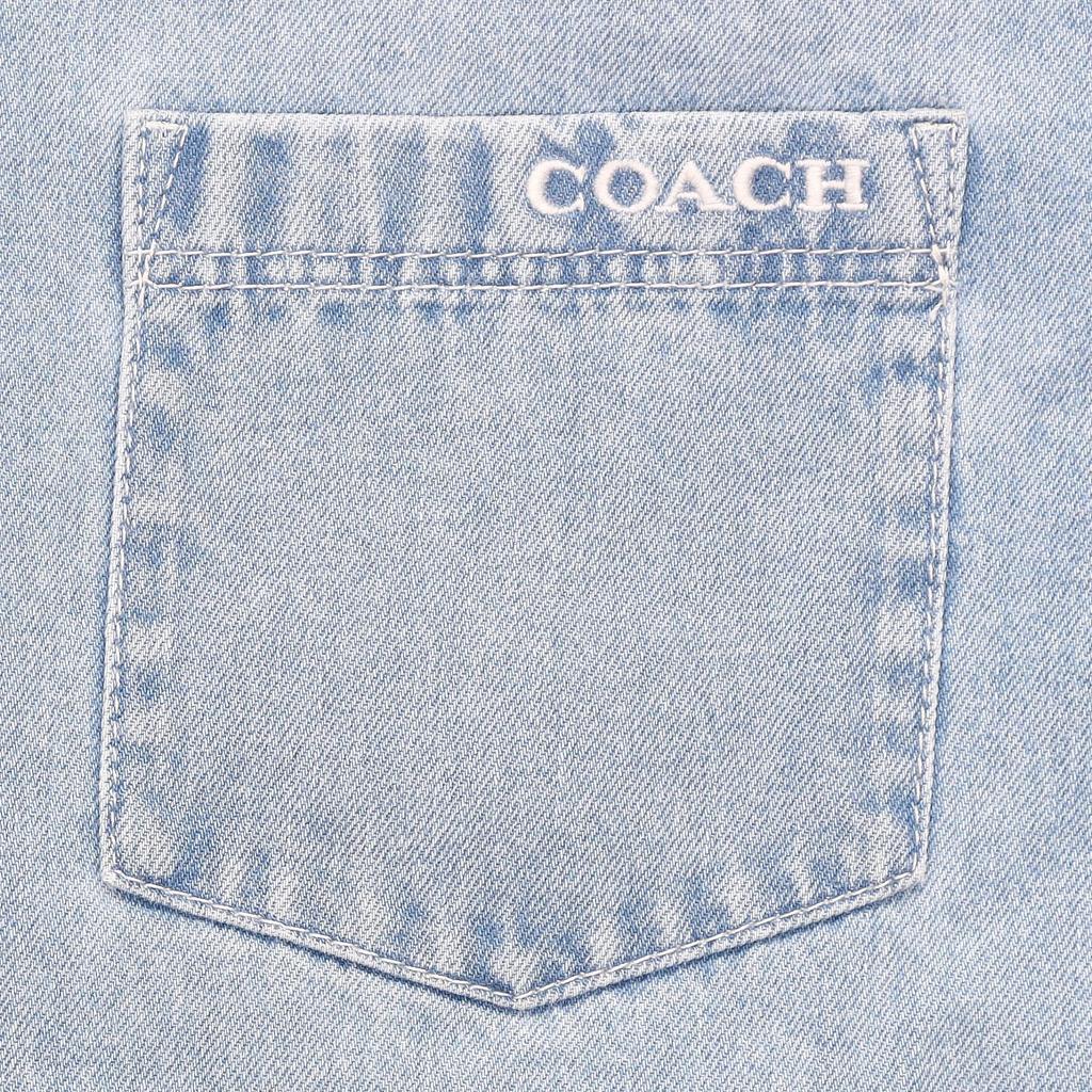 Coach Solid Color Single-Breasted Collar Straight Long Sleeve Shirt Men Shirts Blue CF792-P9J