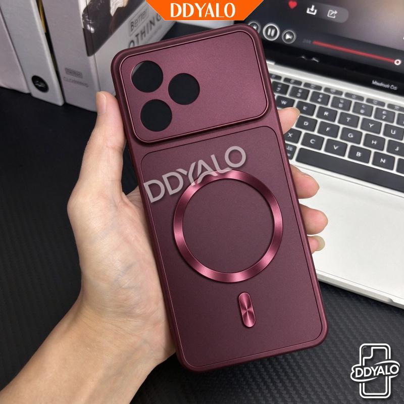 Burgundy Color Magnetic Phone Case for Realme 16 15 15T 14 13 12 11 Pro Plus C85 C83 C100 C100i  Large Window Shockproof Raised case