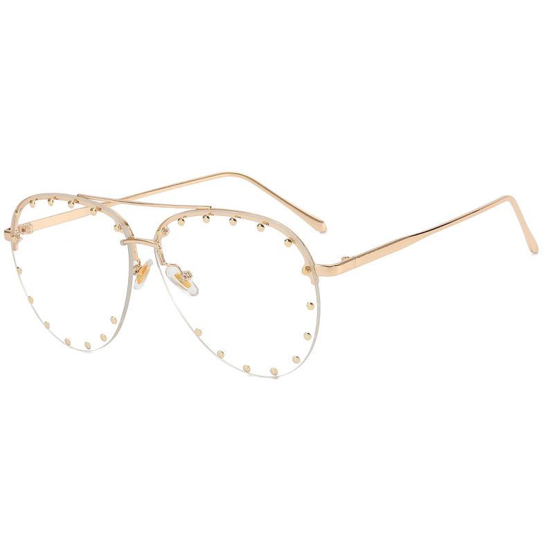 2023 Fashion Rivet Rimless Women Sun Glasses UV400 Custom Logo Classic Metal Double Bridge Men Shade Sunglasses