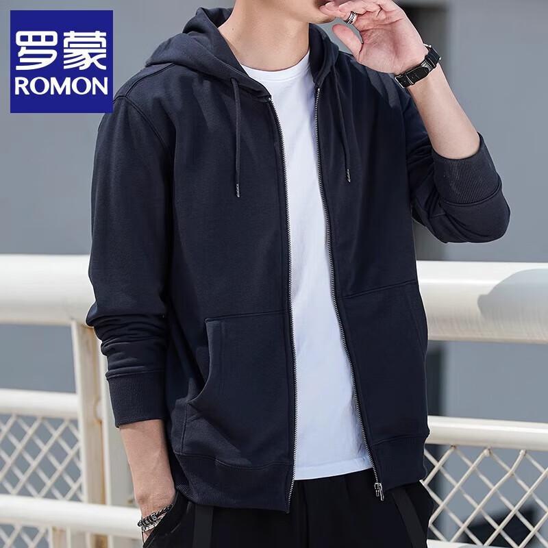 ROMON Men's Casual Hooded Cardigan