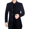 Pierre Cardin Men's Woolen Stand-Up Collar Jacket – Spring/Autumn Business Casual for Middle-Aged Dads.