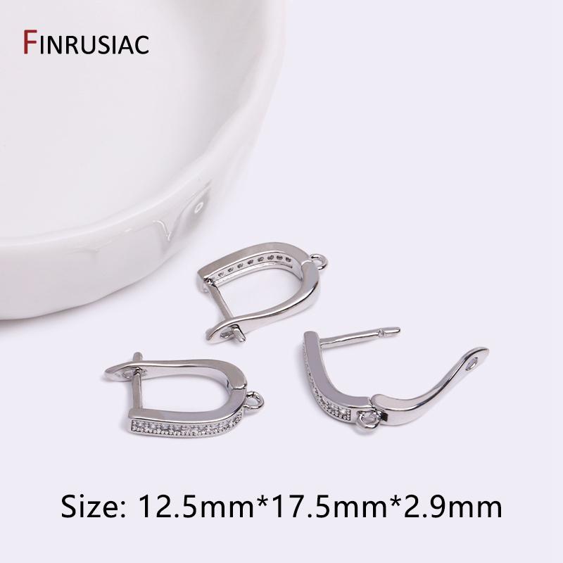 Rhodium/18K Gold Plated Zircon Earring Hooks Earring Making Supplies DIY Women Earring Jewelry Making Accessories Wholesale