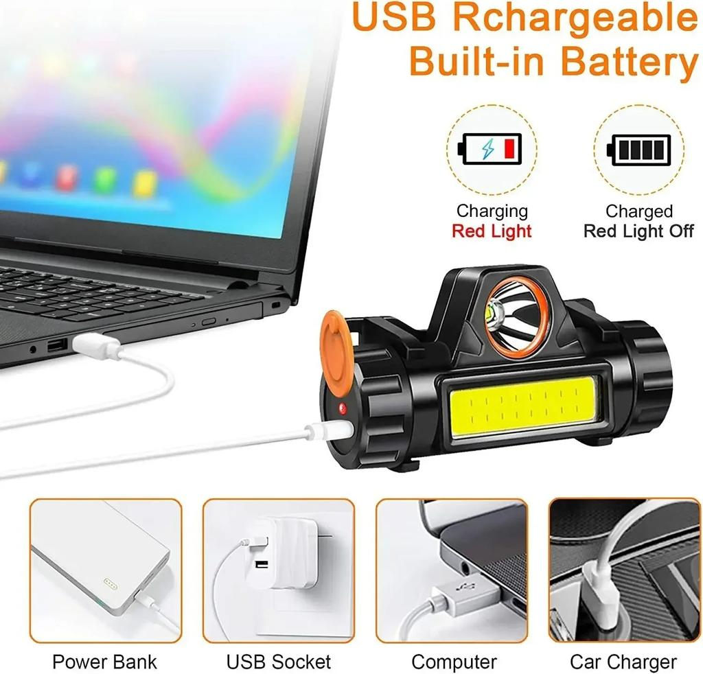 1-5PCS Rechargeable COB Headlamp Strong Light LED Magnetic Powerful Headlight Super Bright Waterproof Head Torch Outdoor Fishing