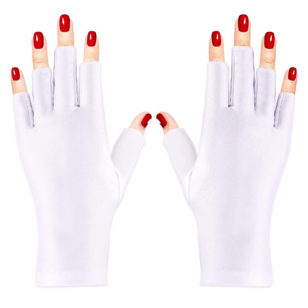 1Pair UV Gloves for Gel Manicures UPF50+ Fingerless UV Light Protection Gloves for Gel Nails Manicure