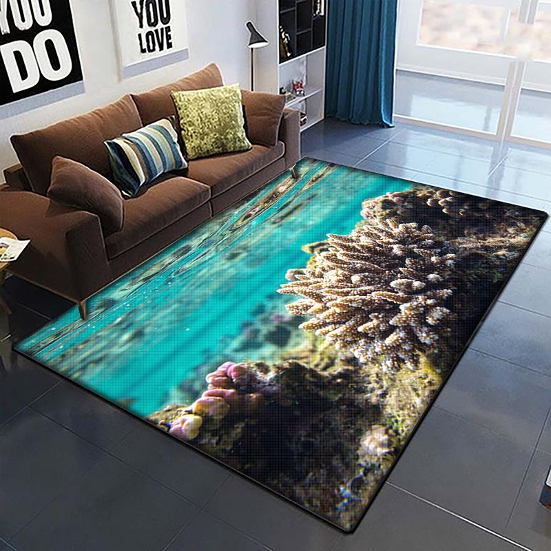 Marine Fish Beautiful Painting Carpet for Living Room Large Area Rug Black Soft Carpet Home Decoration Mats Boho Rugs Picnic