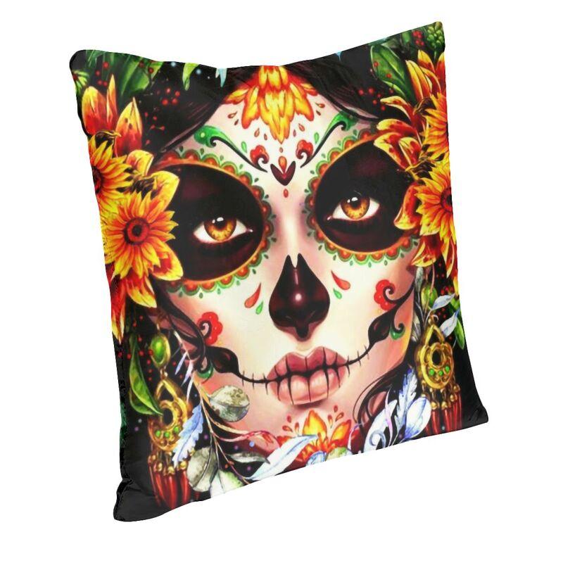 Catrina Cushion Cover Double Side Print Mexican Sugar Skull Girl Floor Pillow Case Living Room Custom Pillowcase Home Decoration