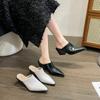 Shoes Woman's Slippers Loafers Luxury Slides Female Mule Cover Toe Square Heel On A Wedge Heeled Mules Low 2024 Designer Block