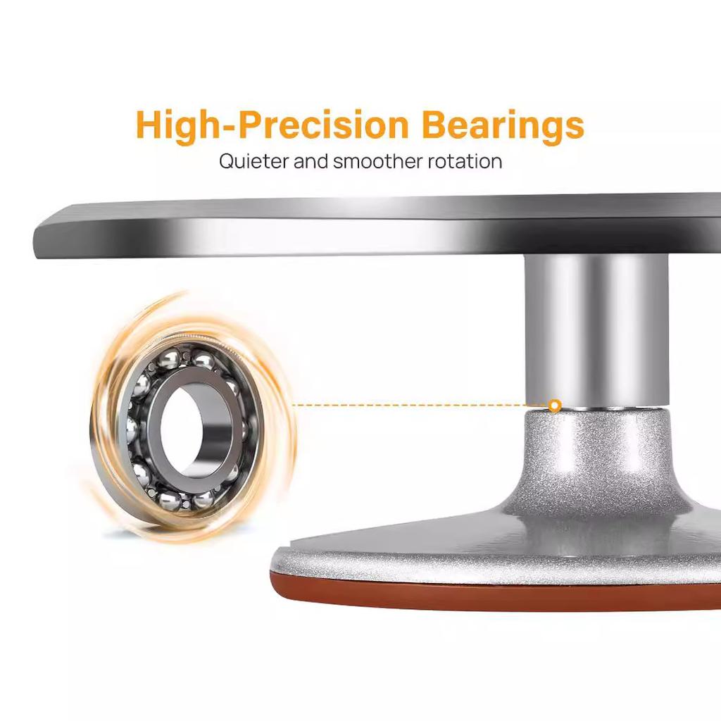 1Pc Aluminum Alloy Turntable 12 Inch Cake Baking Turntable with Non-slip Pad Bottom Baking Utensils Cake Decoration Supplies